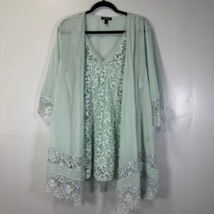 Torrid Light Green Lace Tank and Kimono SET Sz 2X